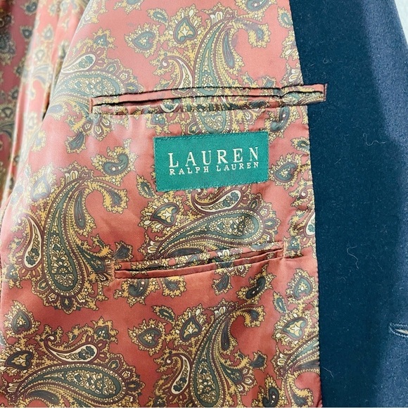 Lauren Ralph Lauren Paisley Lining Suit Blazer Sport Coat Men Size 46 Black - Picture 3 of 10